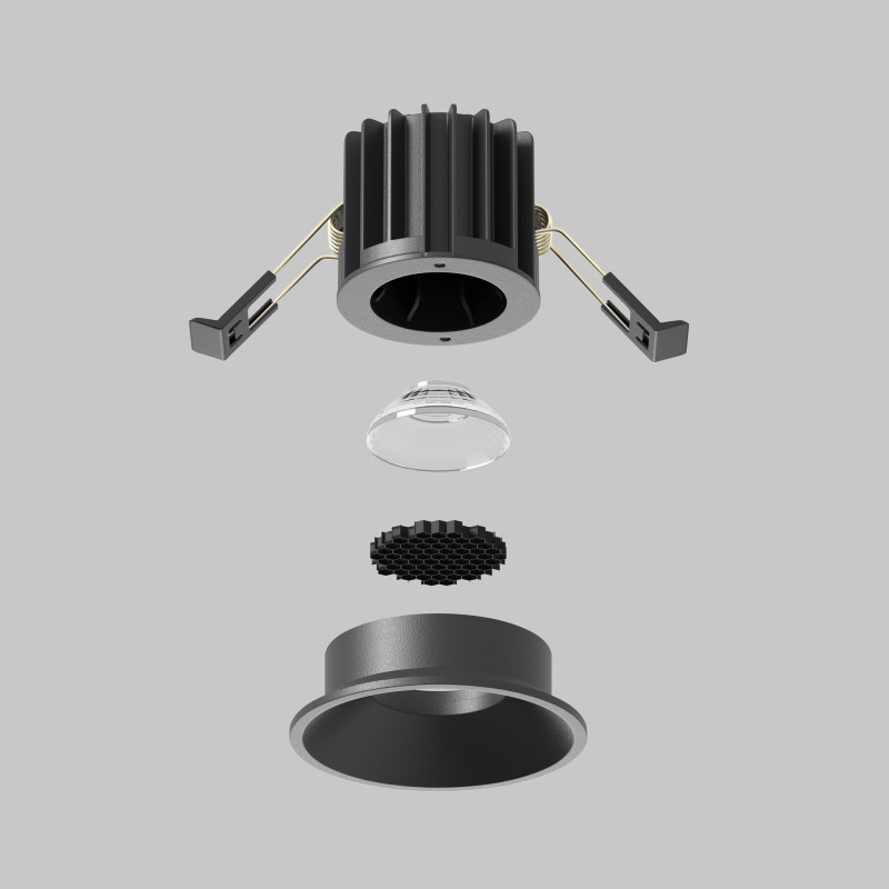 Встраиваемый светильник 6*6*5,3 см, LED, 7W, 4000К, Maytoni Technical ROUND DL058-7W4K-B черный