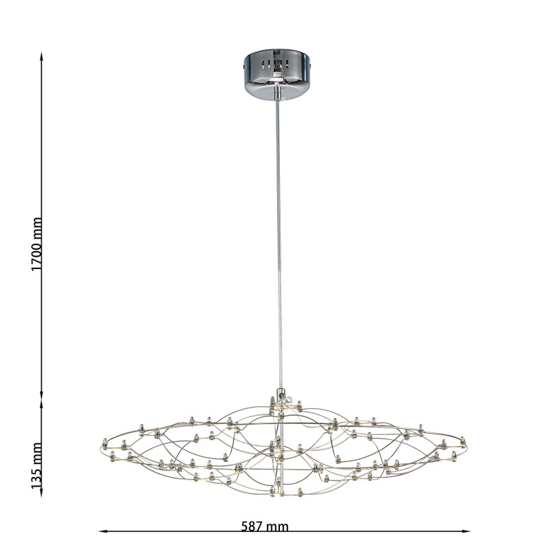 Подвесная люстра 58,5*219 см, 1*LED, 23W, 3000-6000К, Favourite Thinner 4305-6P хром