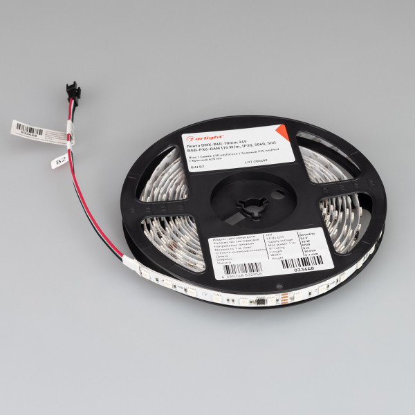 Лента DMX-B60-10mm 24V RGB-PX6 (15 W/m, IP20, 5060, 5m), Arlight 033448. Цена указана за 5 метров. Продается кратно 5 метрам.
