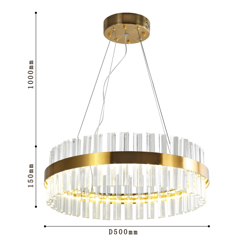 Подвесная люстра Favourite Placerat 4012-5P, D500*H150/1150, золота, плафон состоит из объемных стеклянных элементов необычной формы