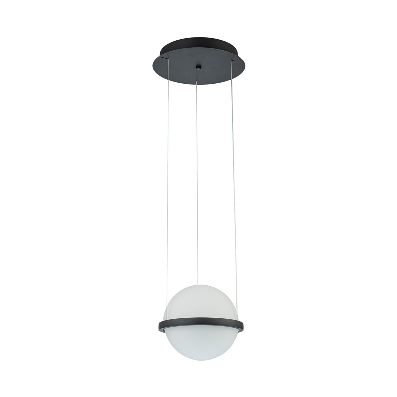 Подвесной светильник 22,5*120 см, 20W, Favourite Ringar 4502-1P матовый черный, белое стекло