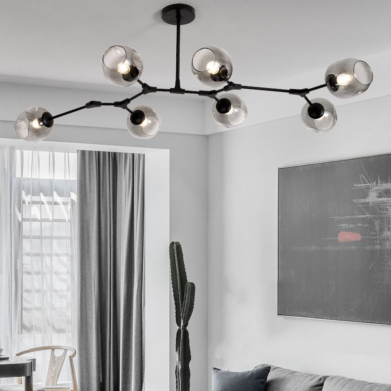 Люстра на штанге Адель Branching Bubble Chandelier L11 Black Amber 185*185*110 см, 11*E27*60W, ImperiumLoft 40,14, Чёрный