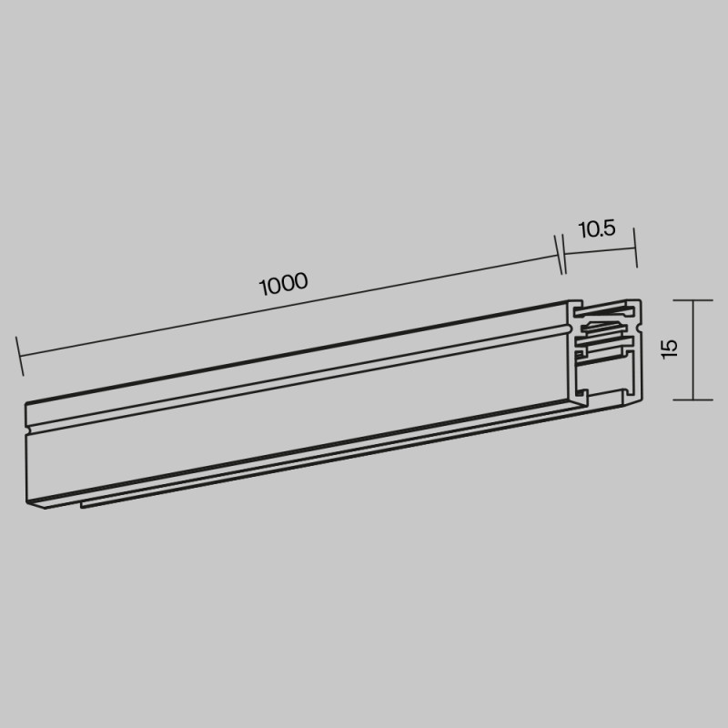 Шинопровод накладной/подвесной для трековых светильников 100*1,1*1,5 см, Maytoni Technical  Busbar trunkings Levity TRX184-111B черный
