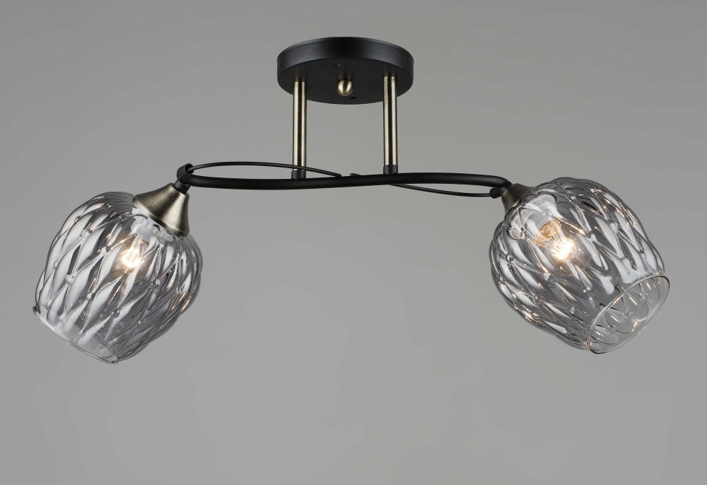 Люстра L580 x W150 x H250, мм, 2*40W (80W), BK+AB(Чёрный+бронза) Rilon 1717/2 BK+AB