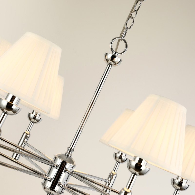 Подвесная люстра Favourite Avangard 2952-6P, D750*H510/1510, хром, плафоны из белой ткани