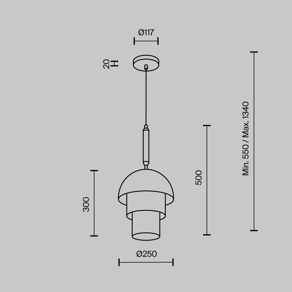 Подвесной светильник 25*75/110 см MODESTYLE MS.220.250 BS