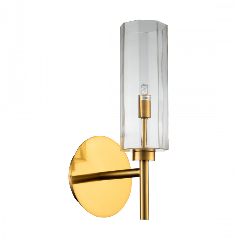 Бра Favourite Gracilis 2648-1W, D170*W150*H335, латунь, плафон из прозрачного стекла