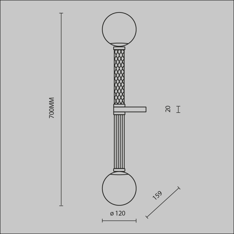 Бра 70*70*70 см, 2*G9, 28W, Maytoni TEATRO MOD287WL-02BS латунный
