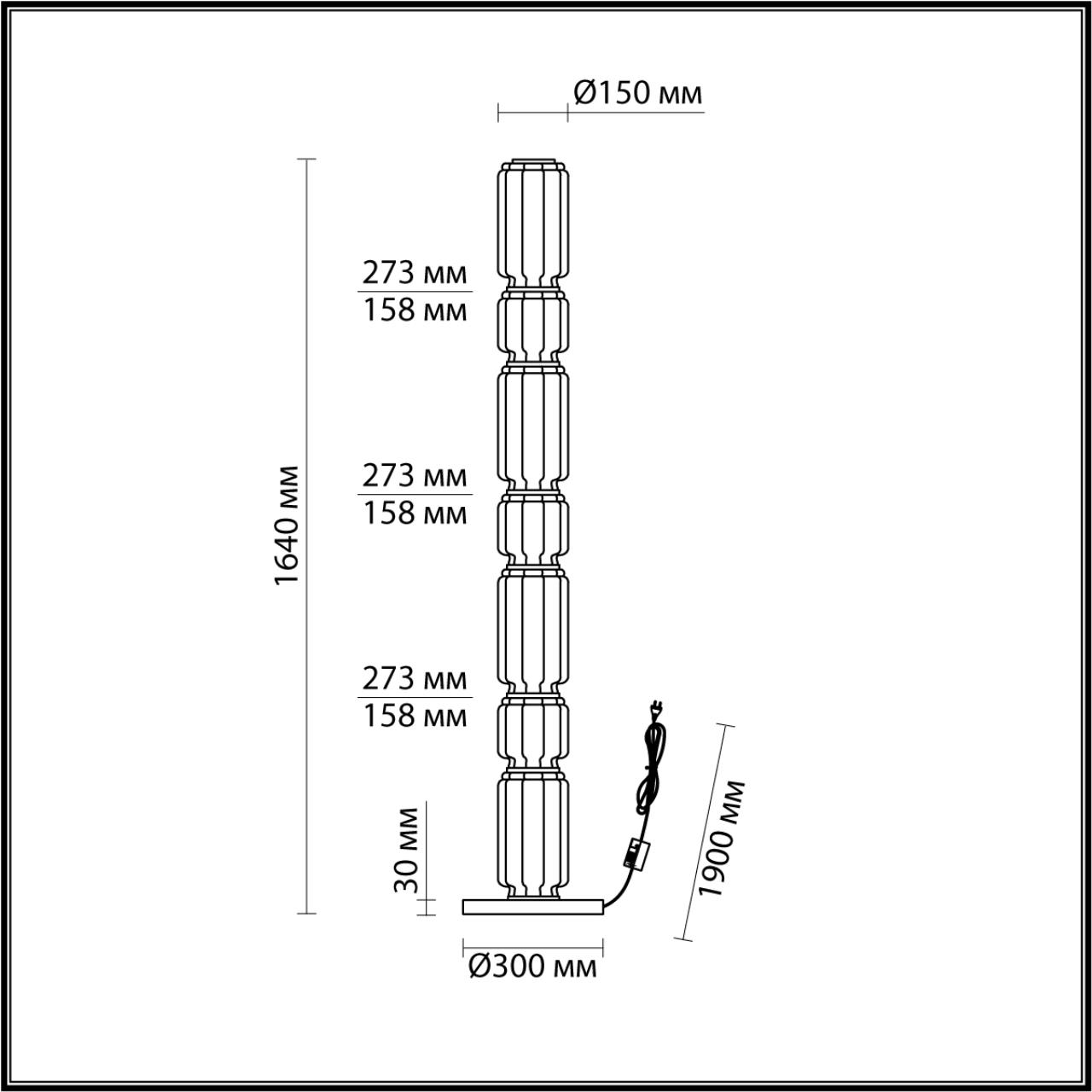 Торшер 30*30*164 см, 1*LED*53W Odeon Light Jam 5408/53FL черный