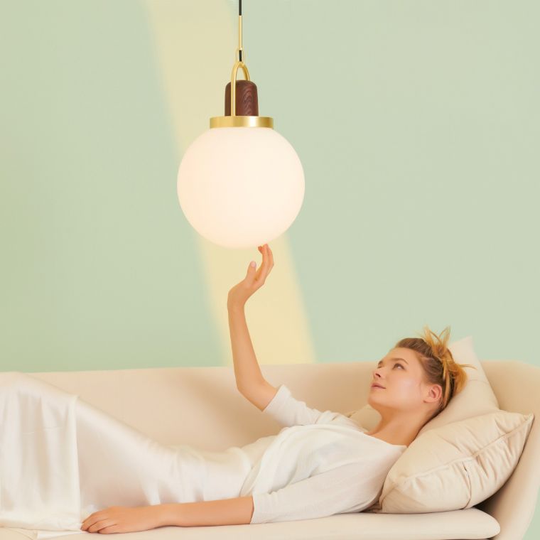 Подвесной светильник Arc Globe Полусфера D30 30*30*250 см, 1*E27*60W, ImperiumLoft 101295-26, Латунь, Дерево