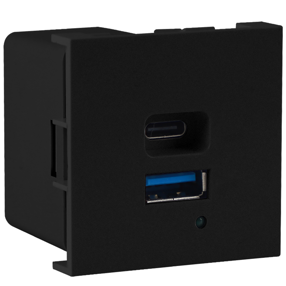 Donel USB зарядное устройство, 4.2A , 65W, Type A + C, 2 мод., черн. матовая (45х45мм) DUSB4200ANAF