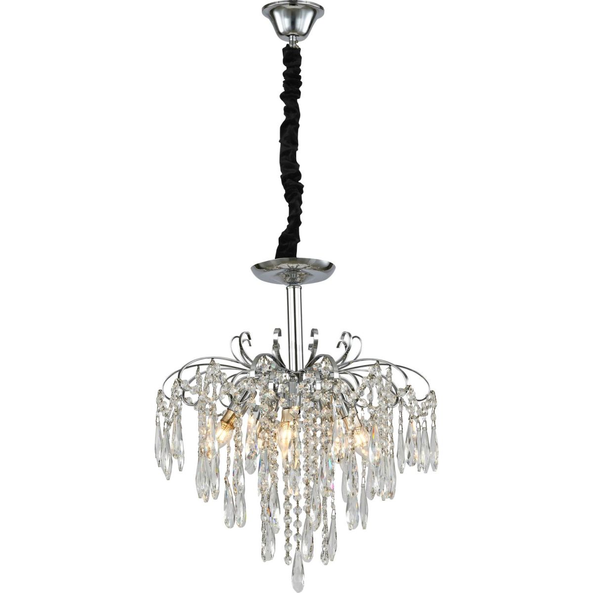 Люстра подвесная хрустальная 50*50*100 см, 5*E14 40W хром Stilfort Susana 1037/09/05P