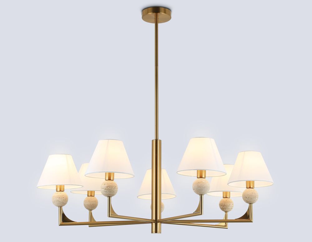 Люстра на штанге с абажурами **58- см, 7*E14*40W, K, Ambrella Light High Light LH75162, латунь