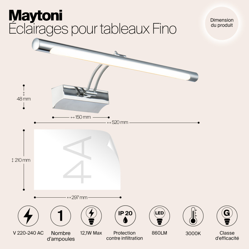 Подсветка 52 см Maytoni Fino MIR003WL-L12CH, хром