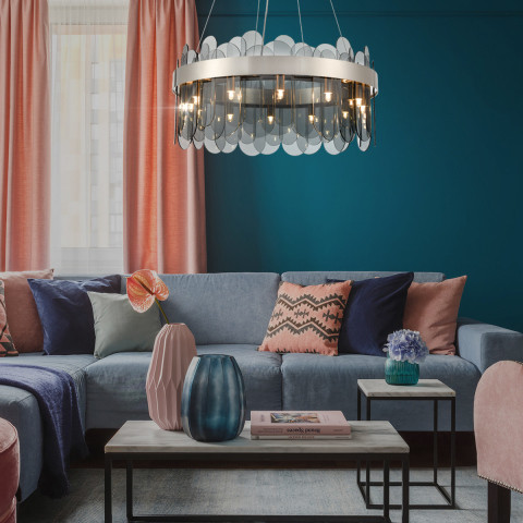 Подвесной светильник  60*100 см, 12*G9 сатин никель Vele Luce Fantasma VL3195P12