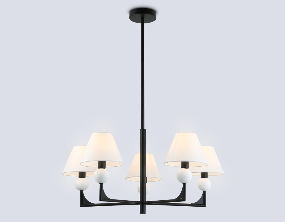 Люстра на штанге с абажурами **58- см, 5*E14*40W, K, Ambrella Light High Light LH75153, черный