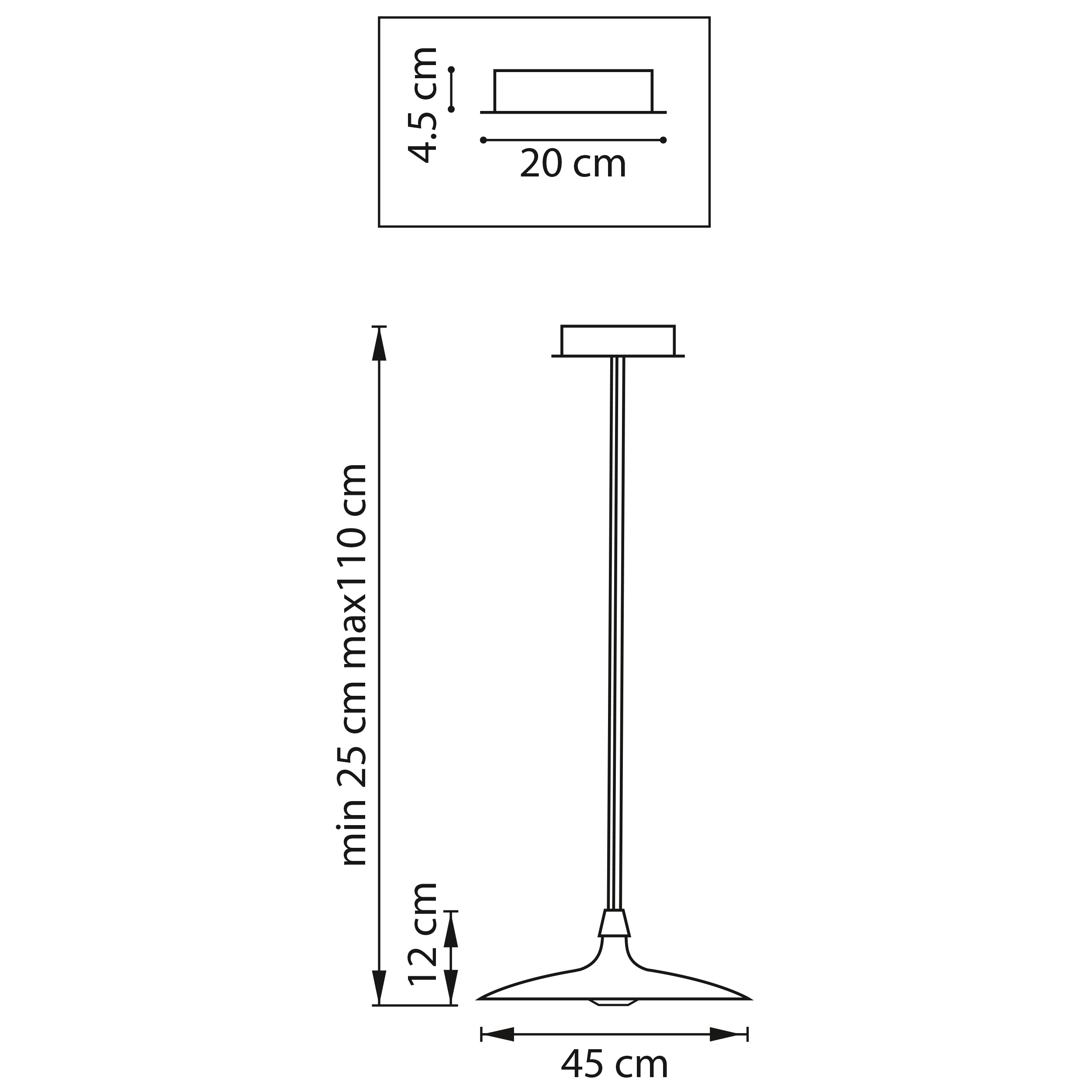 Подвес 45*25/110 см, 19W 3000K Lightstar Emisfero 737427 Черный