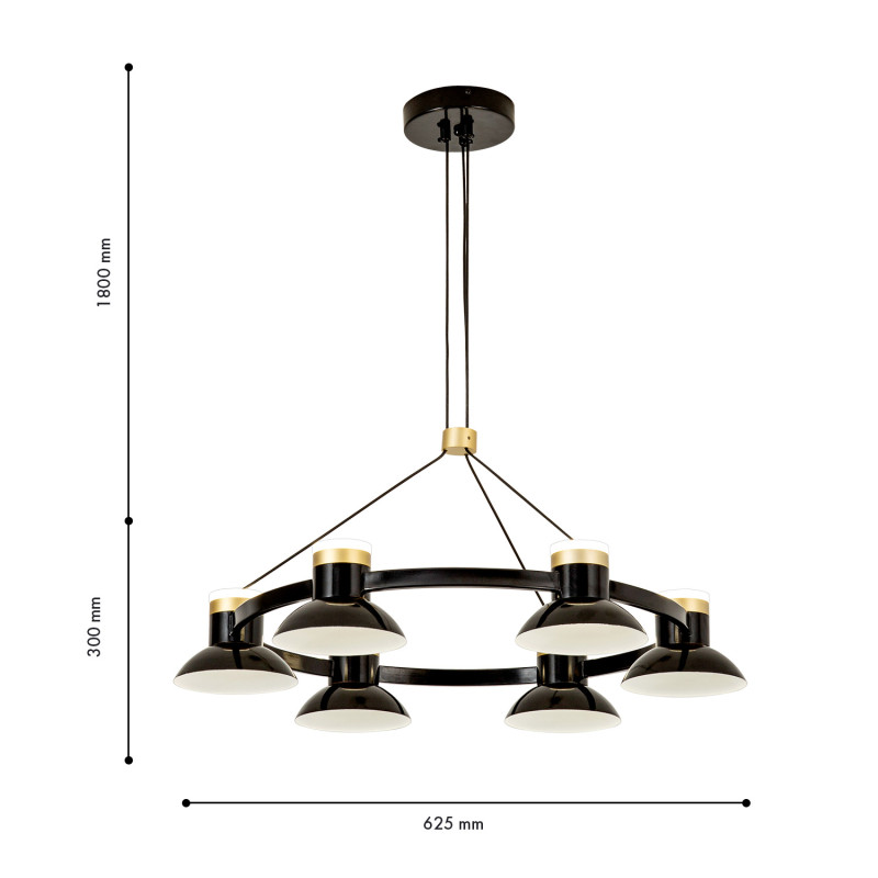 Люстра 62,5*30/180 см, 6*LED*10W Favourite 4516-6P черный/золото