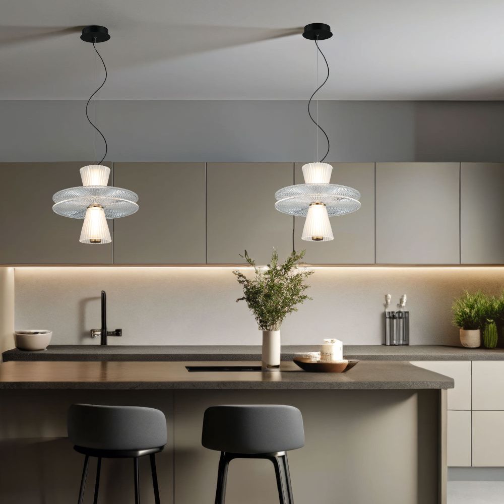 Подвесной светильник 30*30*33-133 см, LED*7W, 4000K, Eurosvet Titania 40028/1 LED, черный, a069190