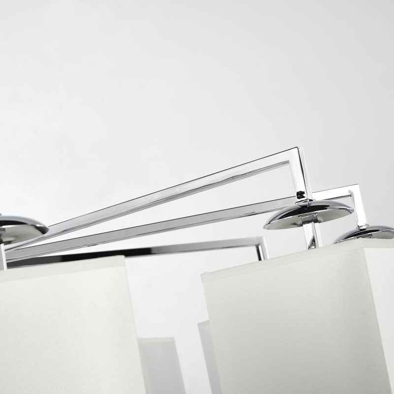 Подвесная люстра Favourite Diva 2821-10P, D1000*H490/1555(H580/1645), хром, плафоны из белой ткани, декор - имитация белого мрамора, каркас можно монтировать как вверх, так и вниз плафонами.