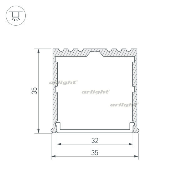 Профиль Arlight 036136 300*3,5*3,5 см. Цена указана за 3 метра. Продается кратно 3 метрам.  экран отдельно