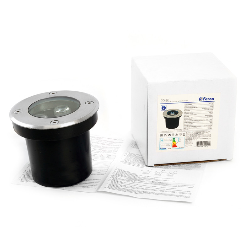Светильник тротуарный, 3W, AC12-24V, 4000К, D100*H80mm, внутренний диаметр: 70mm, IP67, SP2801 Feron 48345