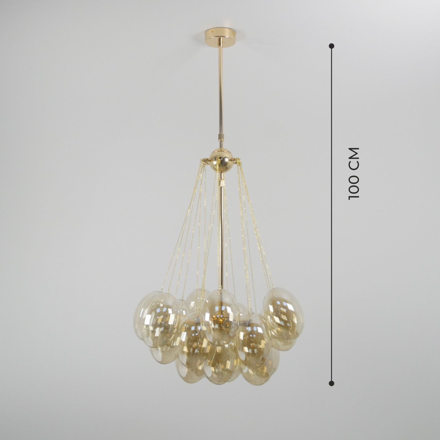 Светильник ElegantLight DZN-21807 ЗОЛОТО+КОНЬЯЧНЫЙ D/H/6/E27/40W+19 стеклянных плафонов без ламп GRAPE 23-12