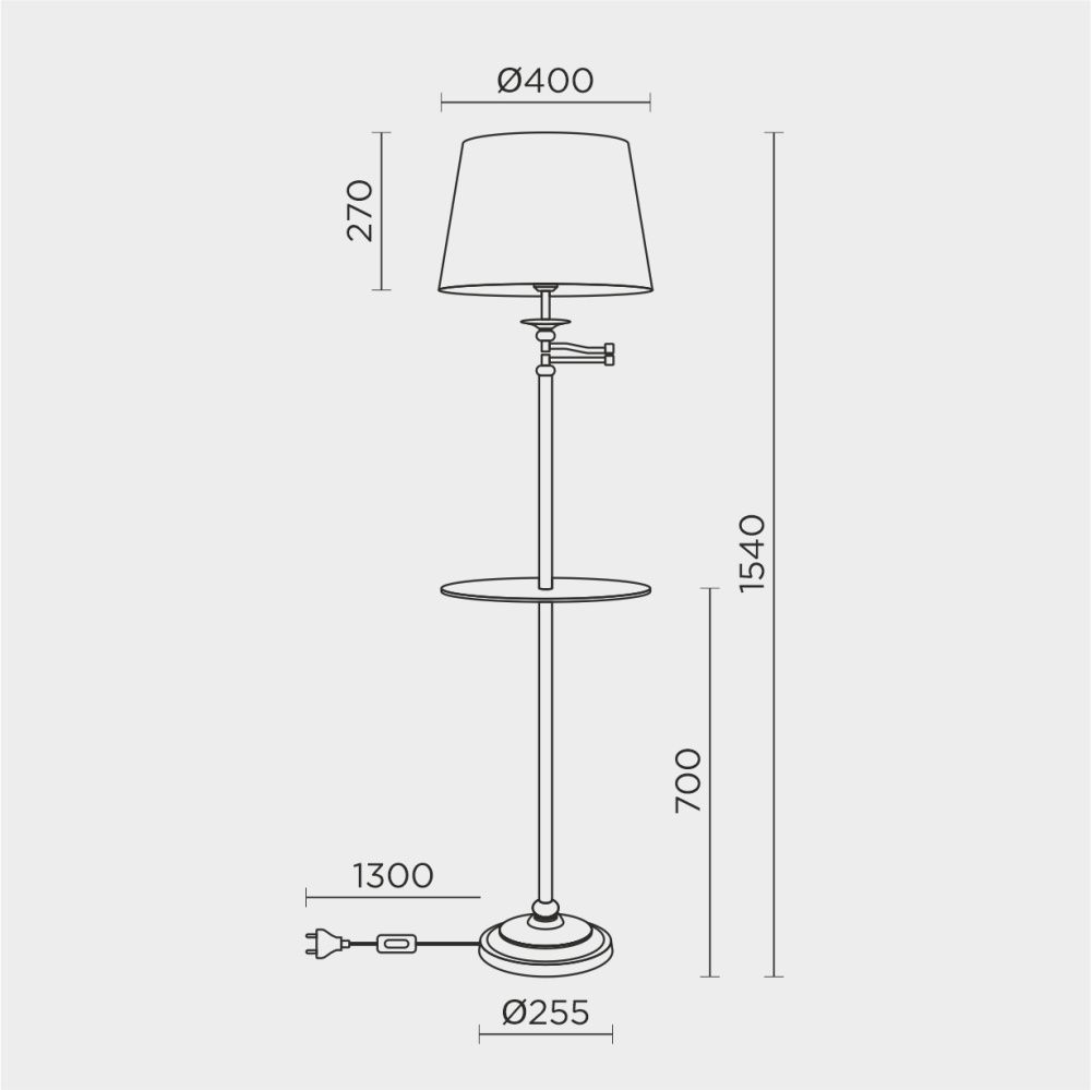 Торшер *25,5*154 см, Е27*60W, Modelux  MD.8024.01FL, Латунь