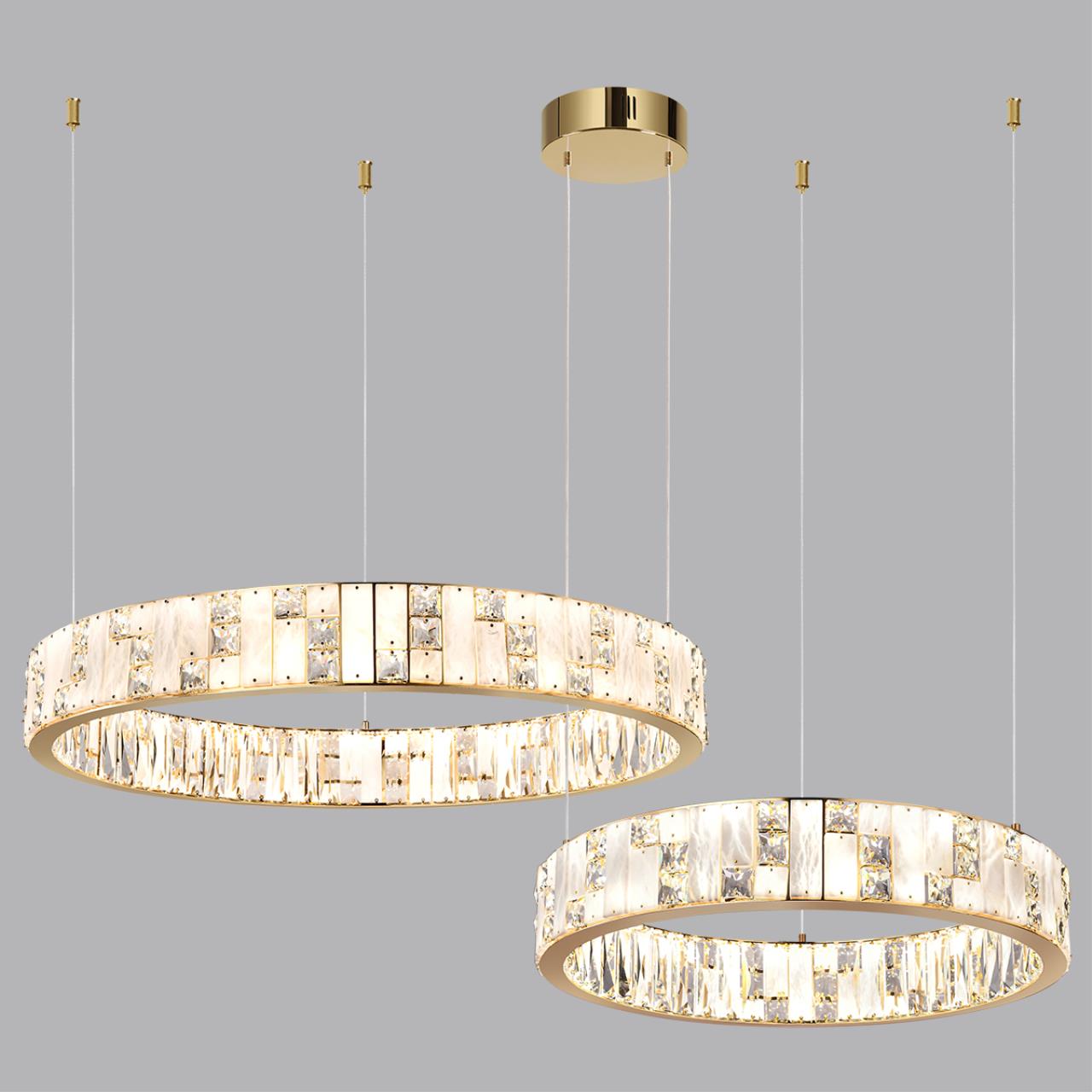 Люстра 60*60*100 см, LED 1*100W, 3700 К, Odeon Light Crossa 5072/100L, золото/прозрачный/белый