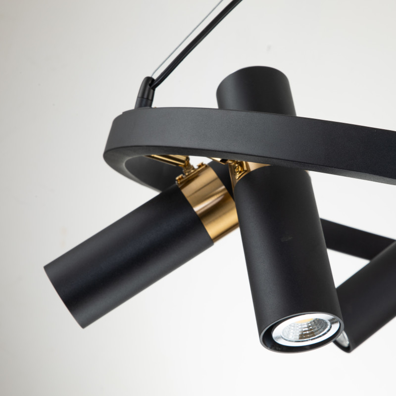 Подвесная люстра Favourite Light point 2997-6P, D650*H290/1220, каркас светильника сочетает два цвета - золотая гальваника и черный, поворотный плафон, лампу GU10 можно менять