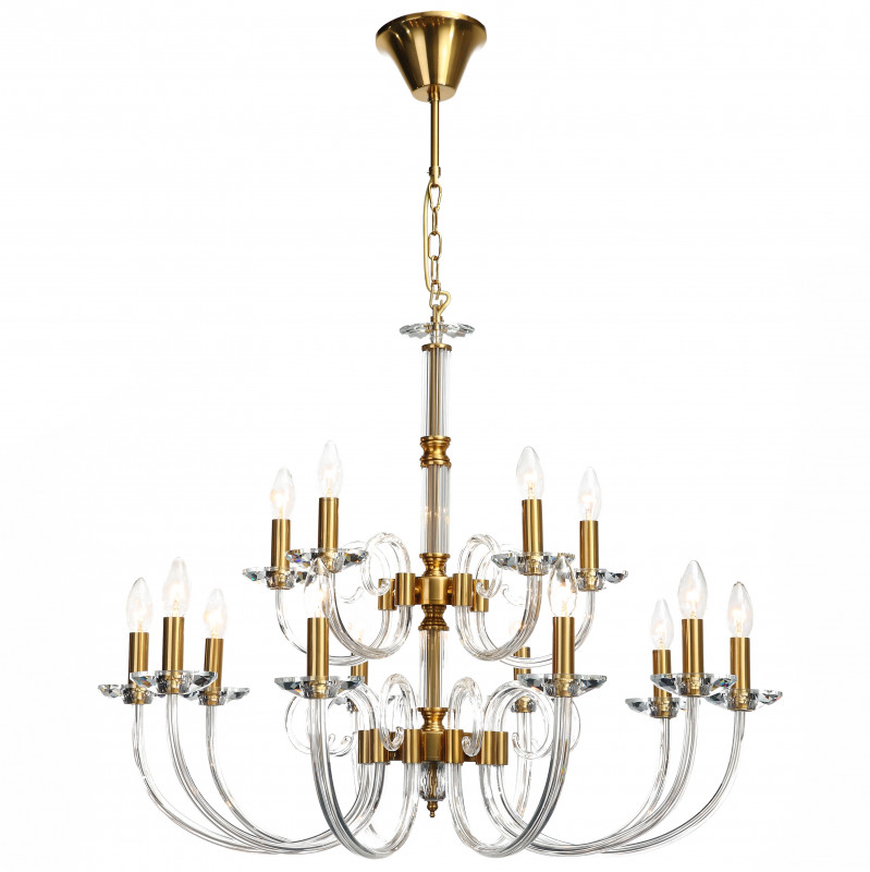 Подвесная люстра Stilfort Glass 1050/03/15P, диаметр 85 см, золото
