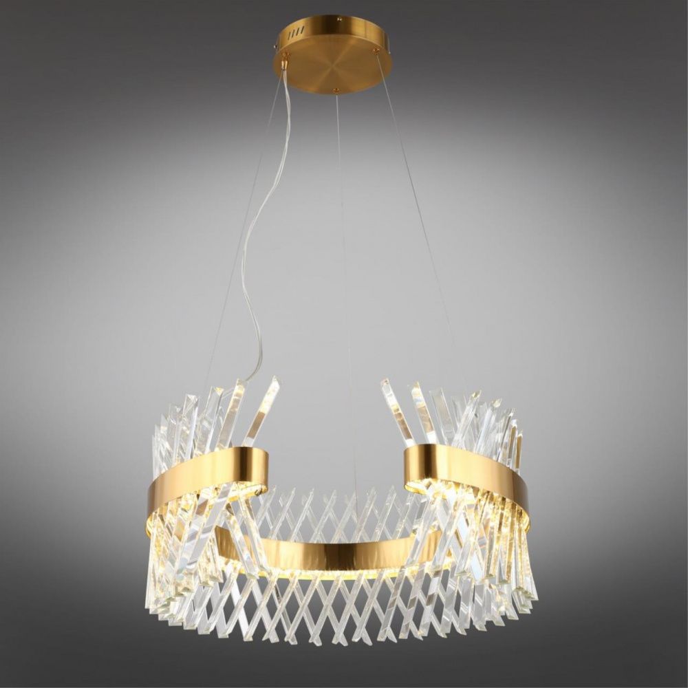 Подвесная люстра Omnilux Strasatti OML-99903-62, 62W LED, 4000K, диаметр 60 см, золото