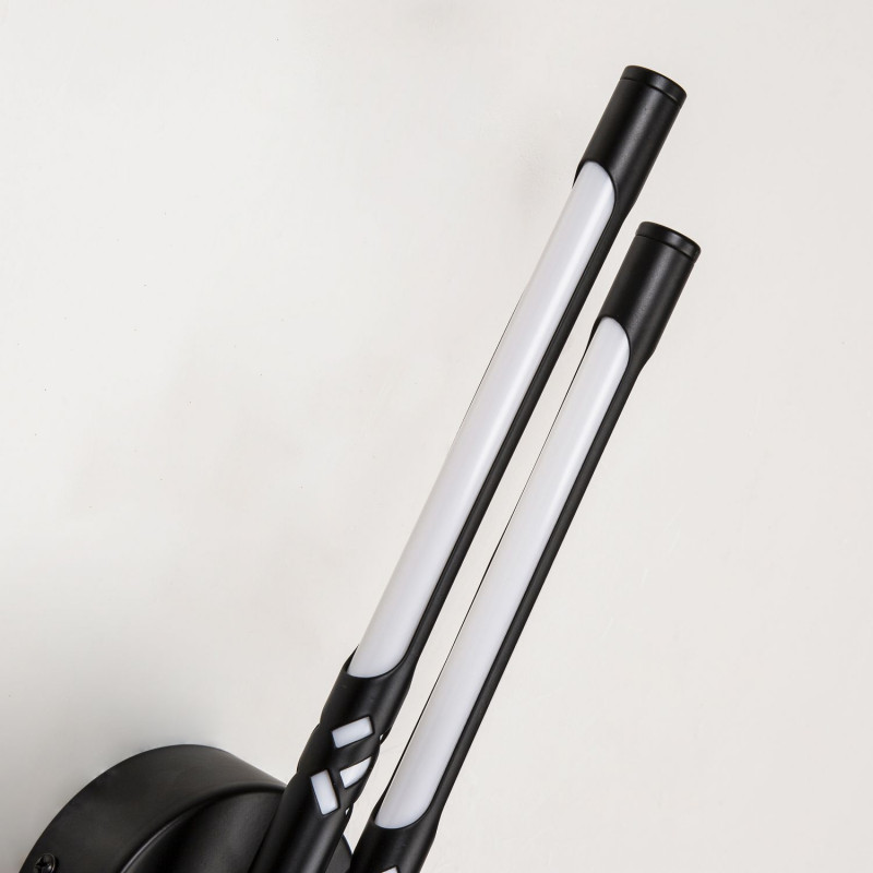 Бра Favourite Wand 4098-2W, D70*W100*H360, каркас матового черного цвета с декоративными узорными элементами, белые акриловые рассеиватели