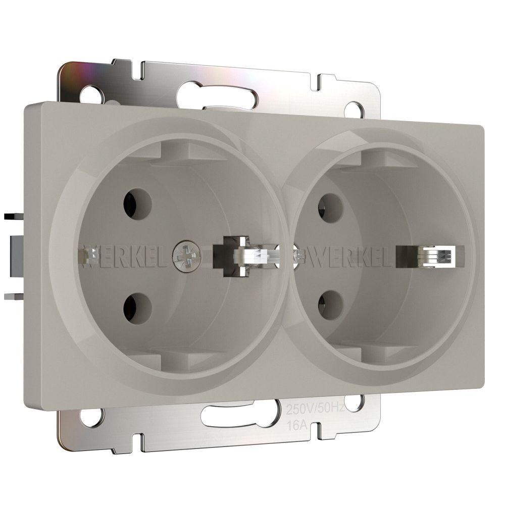 W1272004 Розетка двойная с заземлением, дымчатый Werkel, 4690389213960