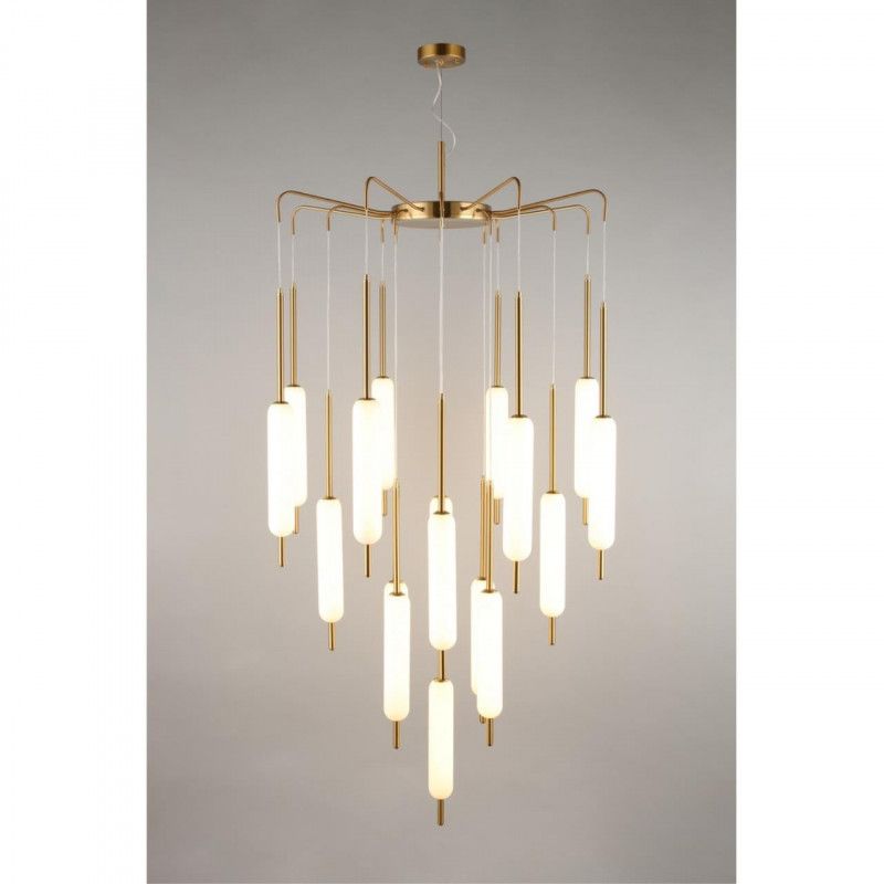 Каскадная люстра 90*180-250 см 136W, 3000K, Aployt Carla APL.010.03.136, золото матовое