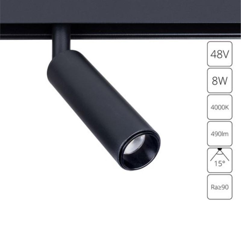 Трековый светильник 1*LED*8W, 4000К, Arte lamp Linea Черный A4660PL-1BK