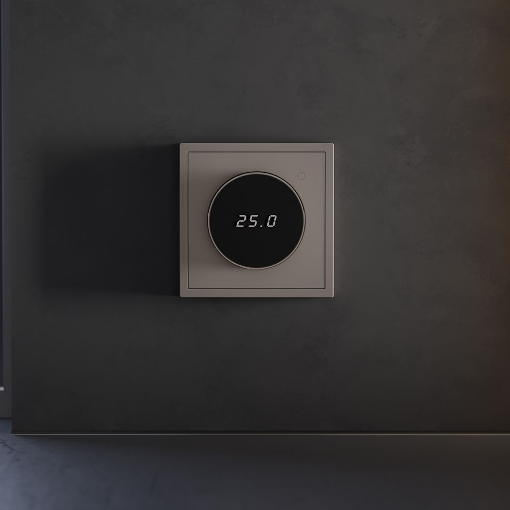 Терморегулятор электронный S70 с индикацией и датчиком, для теплого пола, капучино Voltum VLS070114