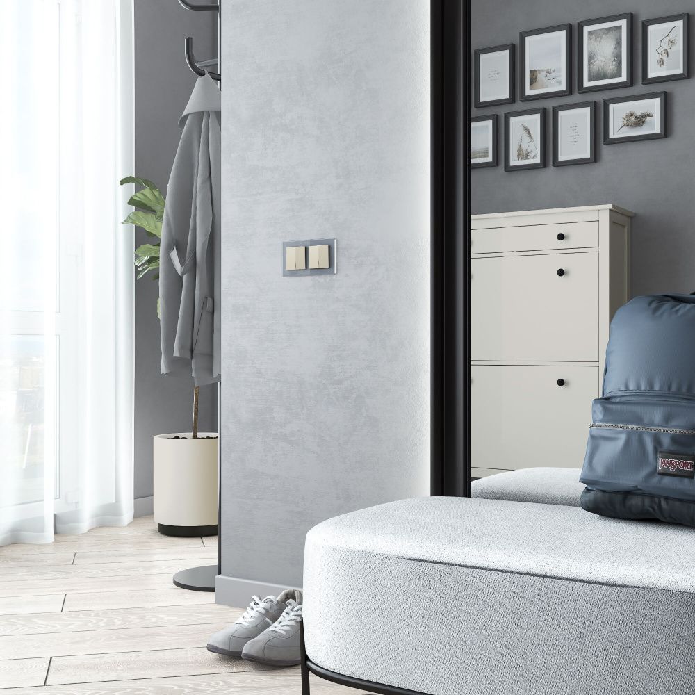 Рамка на 2 поста (серый,стекло) W0021115 Werkel 4690389159657