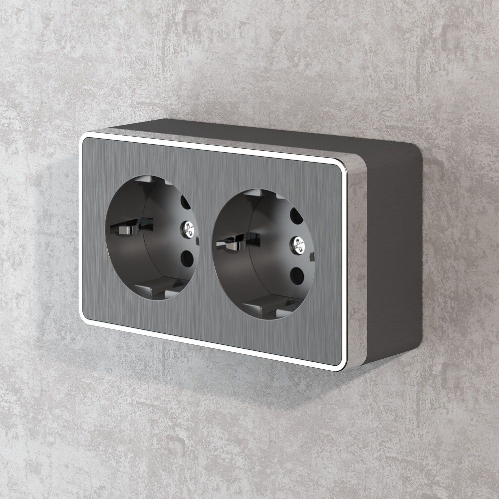 Розетка двойная с заземлением Gallant (графит рифленый) W5072104 Werkel 4690389164675