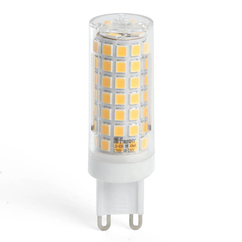 Лампа светодиодная G9, 9W, 2700K, 720 Lm, 230V JCD, LB-434 Feron 38146