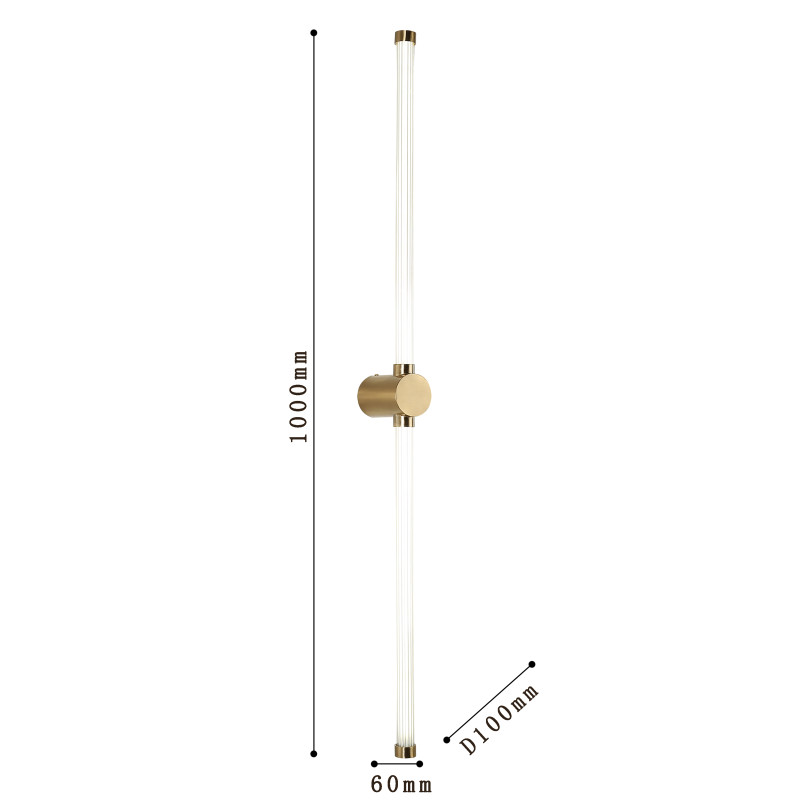 Бра Favourite Lignum 3057-3W, D100*W60*H1000, золота, белый плафон цилиндрической формы из акрила