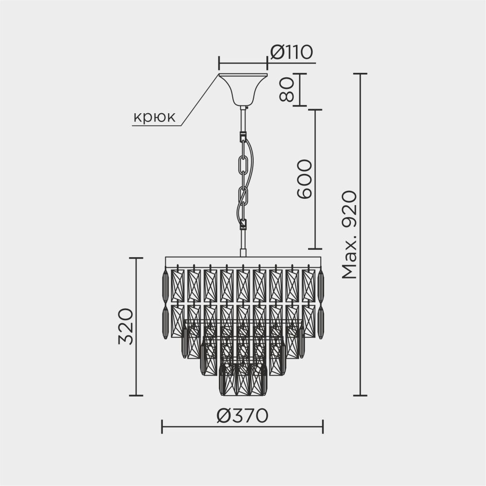 Подвесная люстра 37*37*110 см, Е14 6x40W, , Золото MODELUX ML.844.6 GD