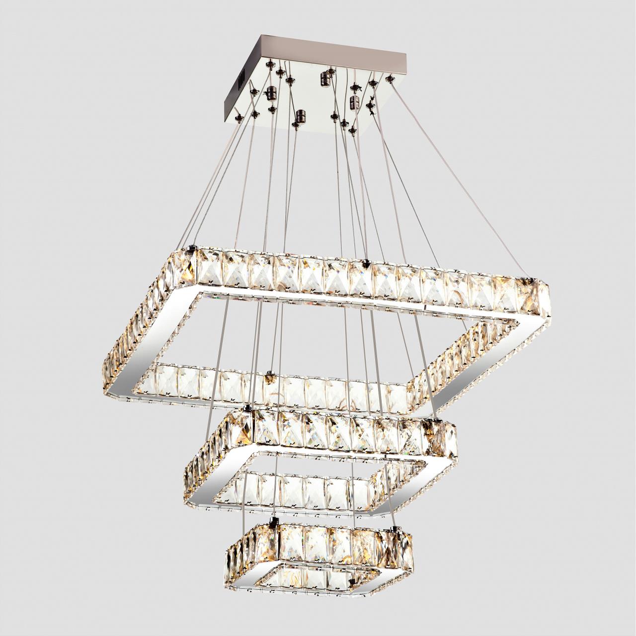 Подвесной светильник 50*50*95 см, LED 120W, 3300 / 5000К, Хром LED4U L055-50-30-20