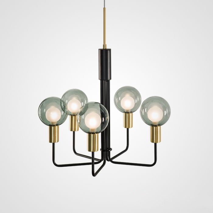 Подвесная люстра PEARL  L5 Grey 53*51*51 см, 5*LED*60W, ImperiumLoft PEARL01, Чёрный, Латунь