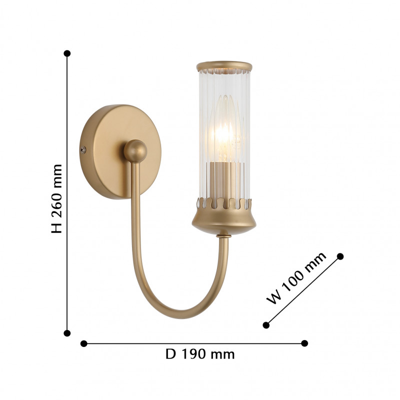 Бра Favourite Mollis 2692-1W, D190*W100*H260, окрашенного золота, плафоны из прозрачного стекла с рифленым узором