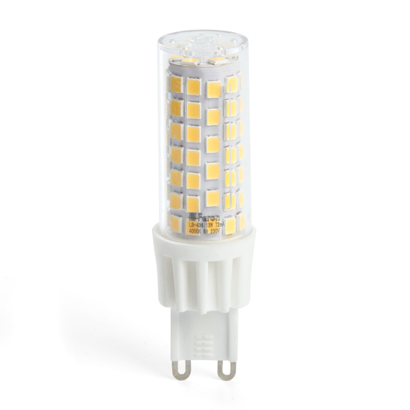 Лампа светодиодная G9, 13W, 6400K, 1100 Lm, 230V JCD, LB-436 Feron 38154