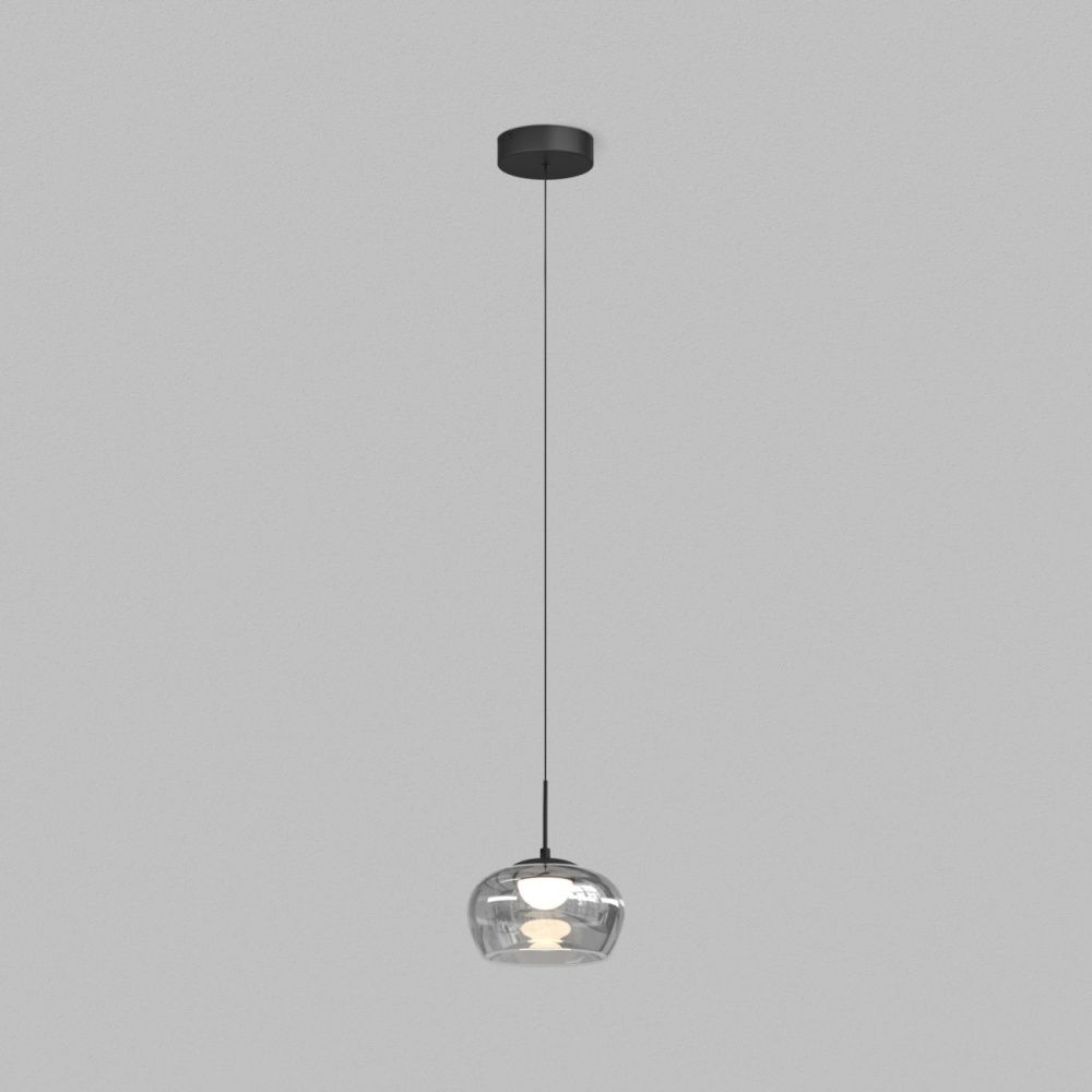 Подвесной светильник 22 см, 12W, 3000K, Denkirs Floa DK6741-BK+SM, черный