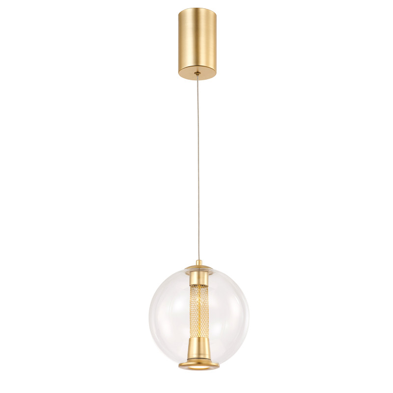 Подвесной светильник 20*135 см, 7W, Favourite Boble 4551-2P золото, прозрачное стекло