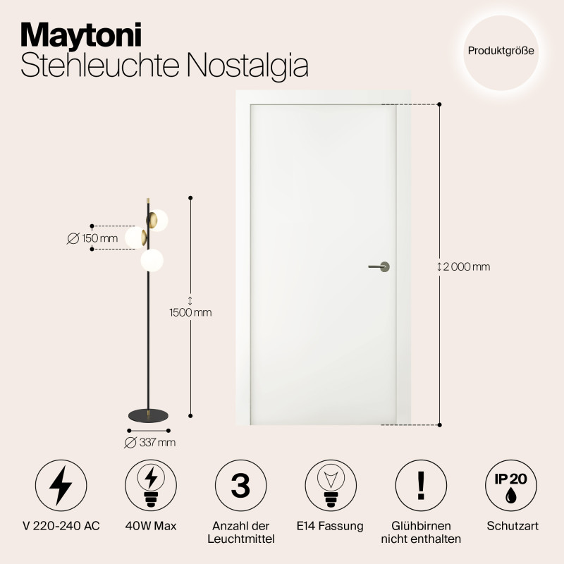Светильник 150 см, Maytoni Nostalgia MOD048FL-03G, черный-золото