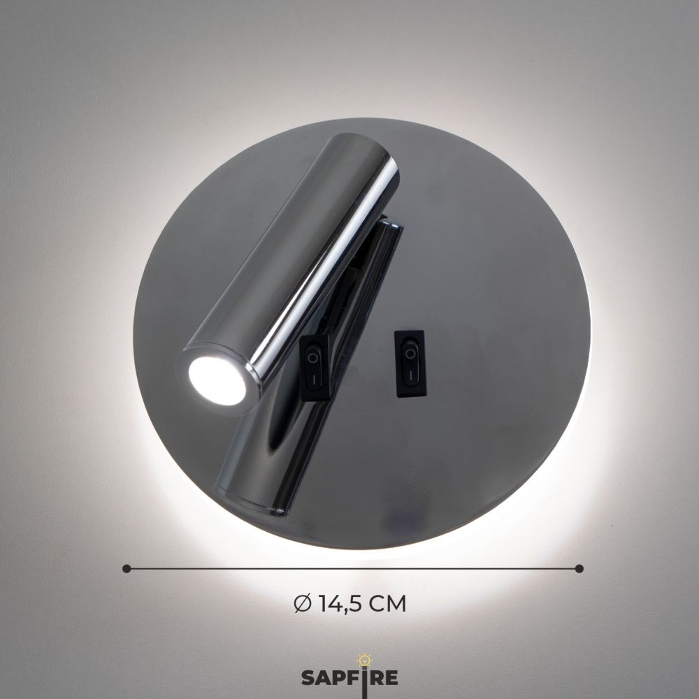 Светильник настенный SAPFIR SPF-4825 CHROME/ХРОМ  D145/H70/1/LED/11W/4000K HINGE 24-07